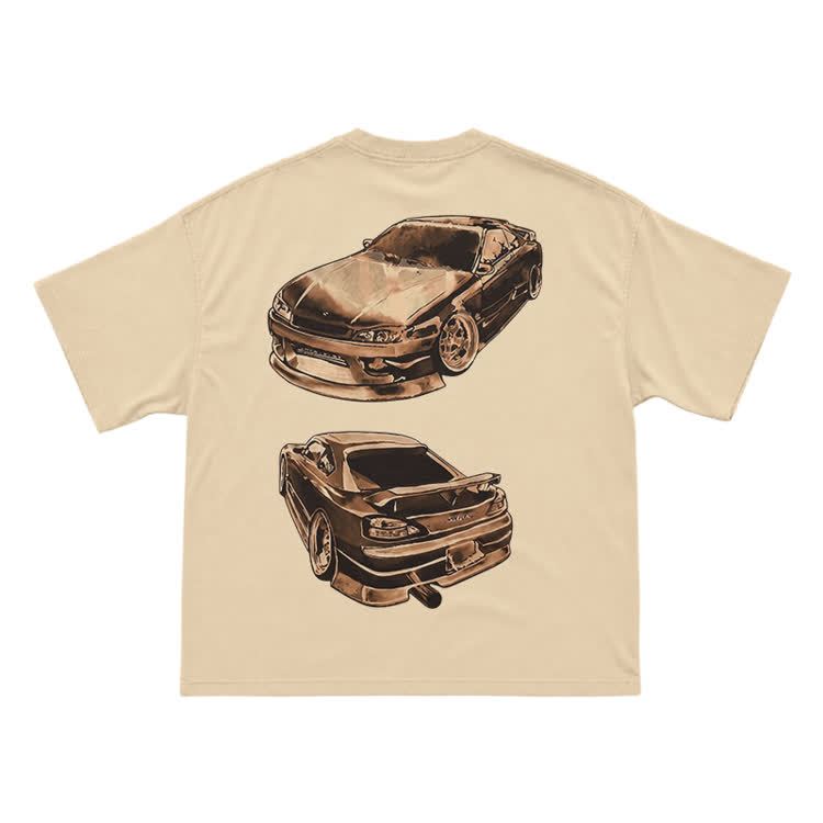 Vintage Dual Sports Car Back Graphic T-Shirt - Apricot - US16-18(2XL) - image 12
