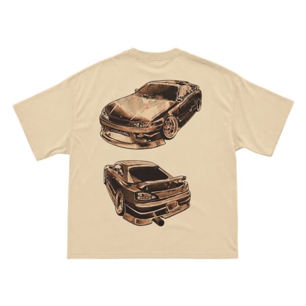 Vintage Dual Sports Car Back Graphic T-Shirt - Apricot - US16-18(2XL) - image 12