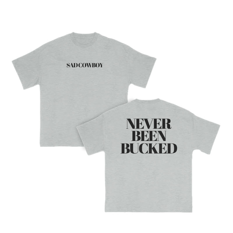 Unisex 100% Cotton Never Been Bucked Print T-shirt - Grey - US16-18(2XL) - image 6