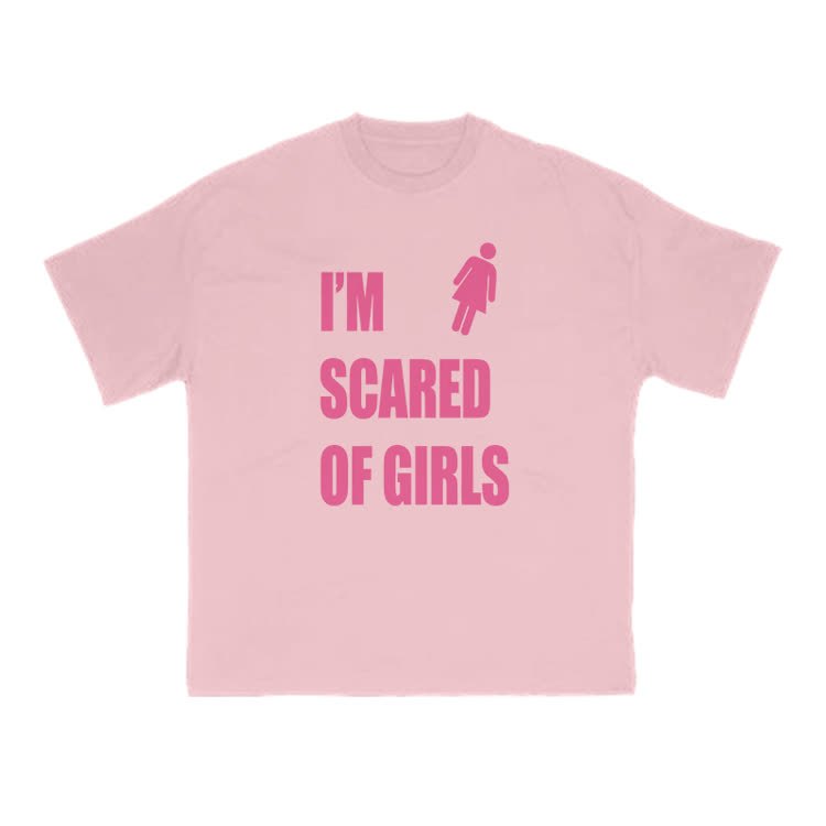 I'm Scared Of Girls T-Shirt Funny Sarcastic Graphic Print T-Shirt - Pink - US16-18(2XL) - image 8