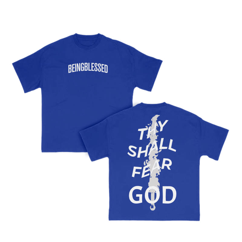 Unisex 100% Cotton Thy Shall Fear God Print T-shirt - Blue - US16-18(2XL) - image 13