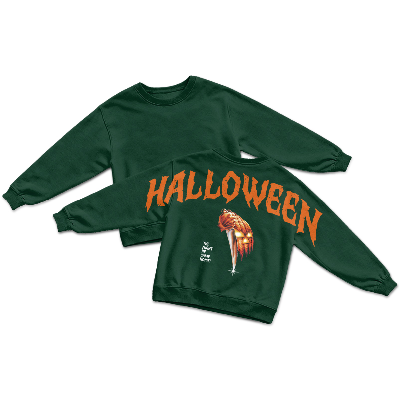 Streetwear Halloween Back Print Round Neck Sweatshirt - Dark Green - US16-18(2XL) - image 8