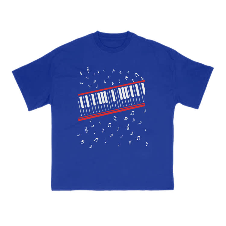 Lovely Piano Musical Note Print T-shirt - Blue - US16-18(2XL) - image 11