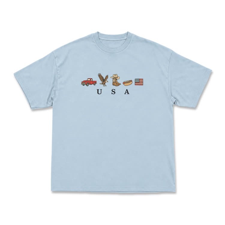 Americana Graphic USA T-Shirt - Light Blue - US16-18(2XL) - image 7