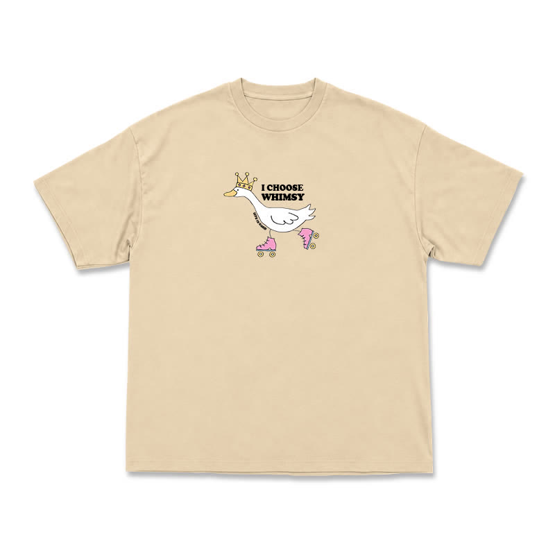 Casual Whimsy Crown Duck Graphic Relaxed Crewneck T-Shirt - Apricot - US16-18(2XL) - image 12