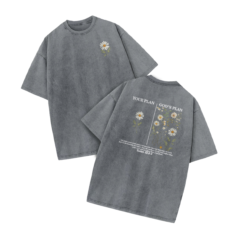God's Plan Jeremiah 29:11 Print Acid Washed T-shirt - Grey - US20-22(3XL) - image 3