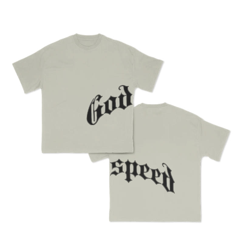 Unisex God Speed Print T-shirt - Warm Grey - US16-18(2XL) - image 4