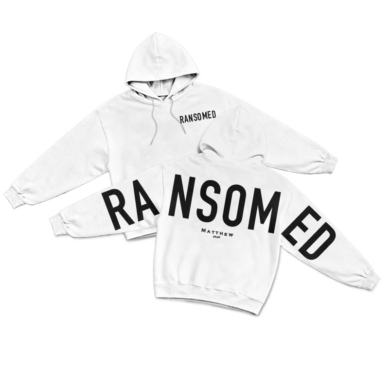 Ransomed Matthew 20:28 Print Hoodie - White - US16-18(2XL) - image 13