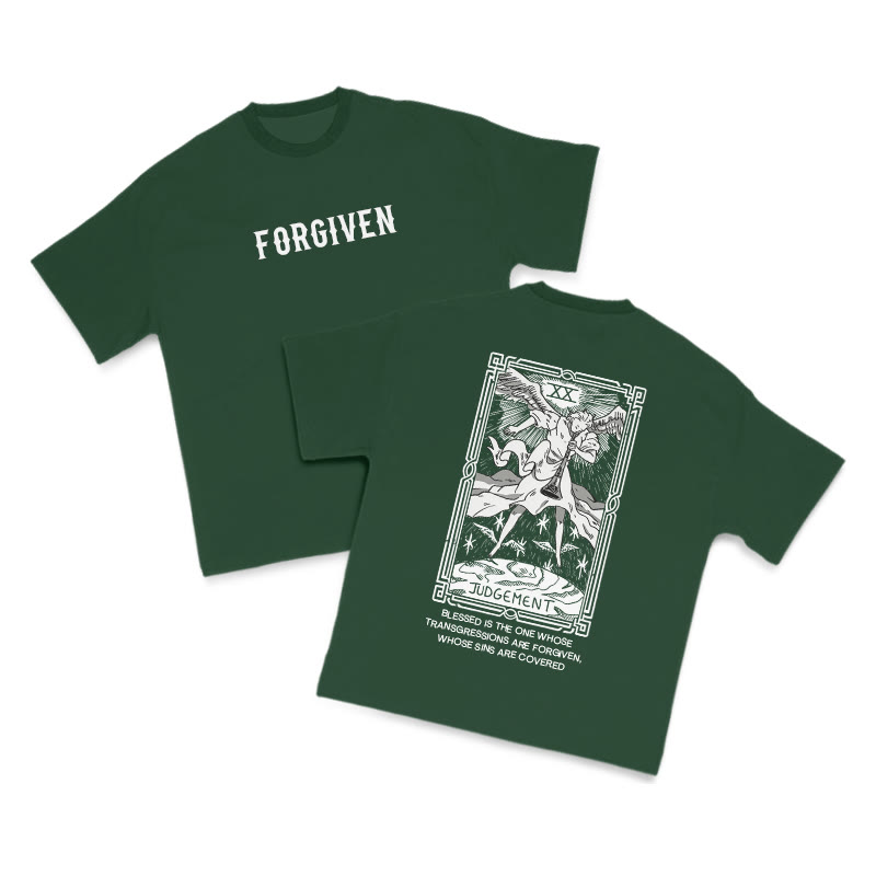 Forgiven Tarot Judgement Print T-shirt - Green - US16-18(2XL) - image 9