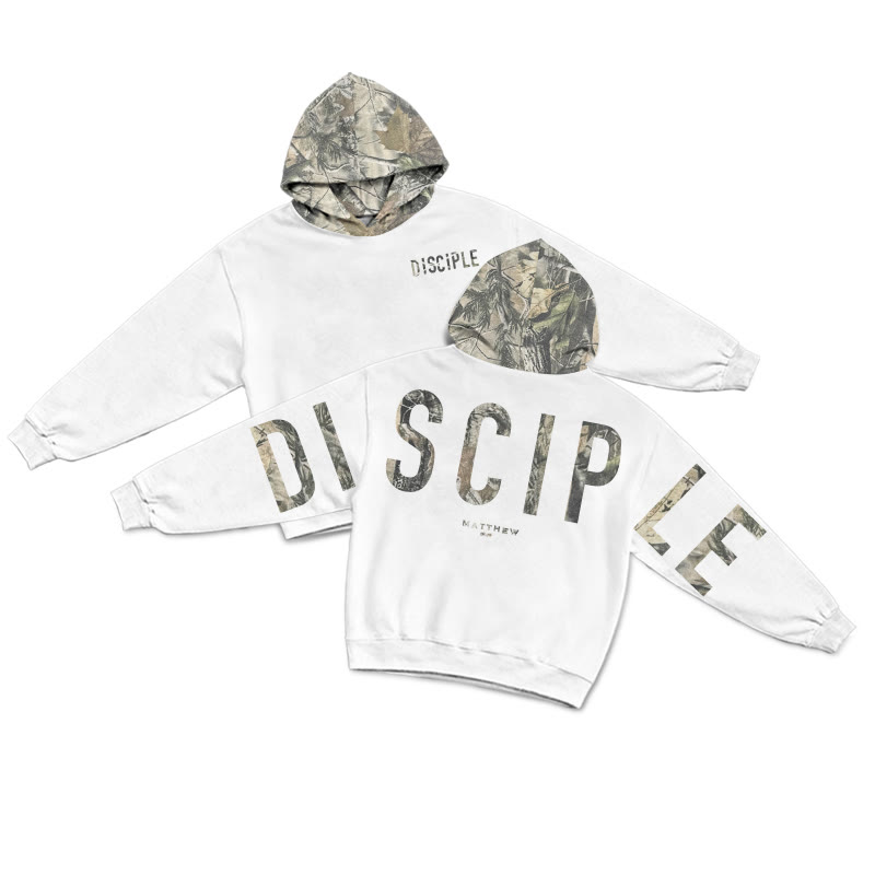 Disciple Matthew 28:19 Dead Leaves Camouflage Print Hoodie - White - US28-30(4XL) - image 14