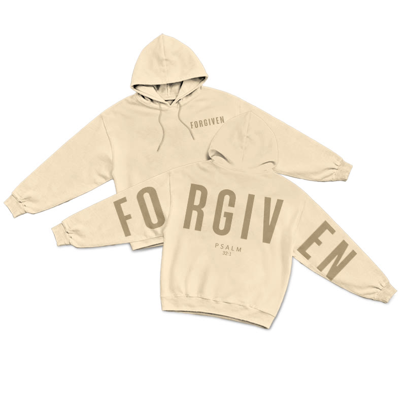 Unisex 100% Cotton Forgiven Psalm 32:1 Print Hoodie - Apricot - US16-18(2XL) - image 14