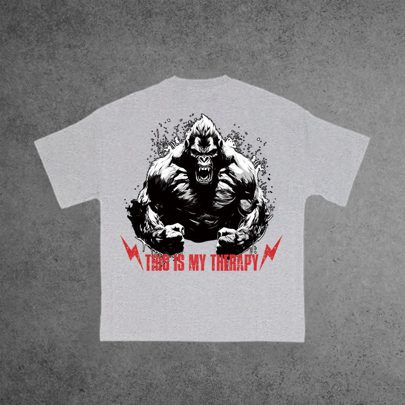 Gym 100% Cotton THIS IS MY THERAPY Print T-shirt - Grey - US16-18(2XL) - image 7