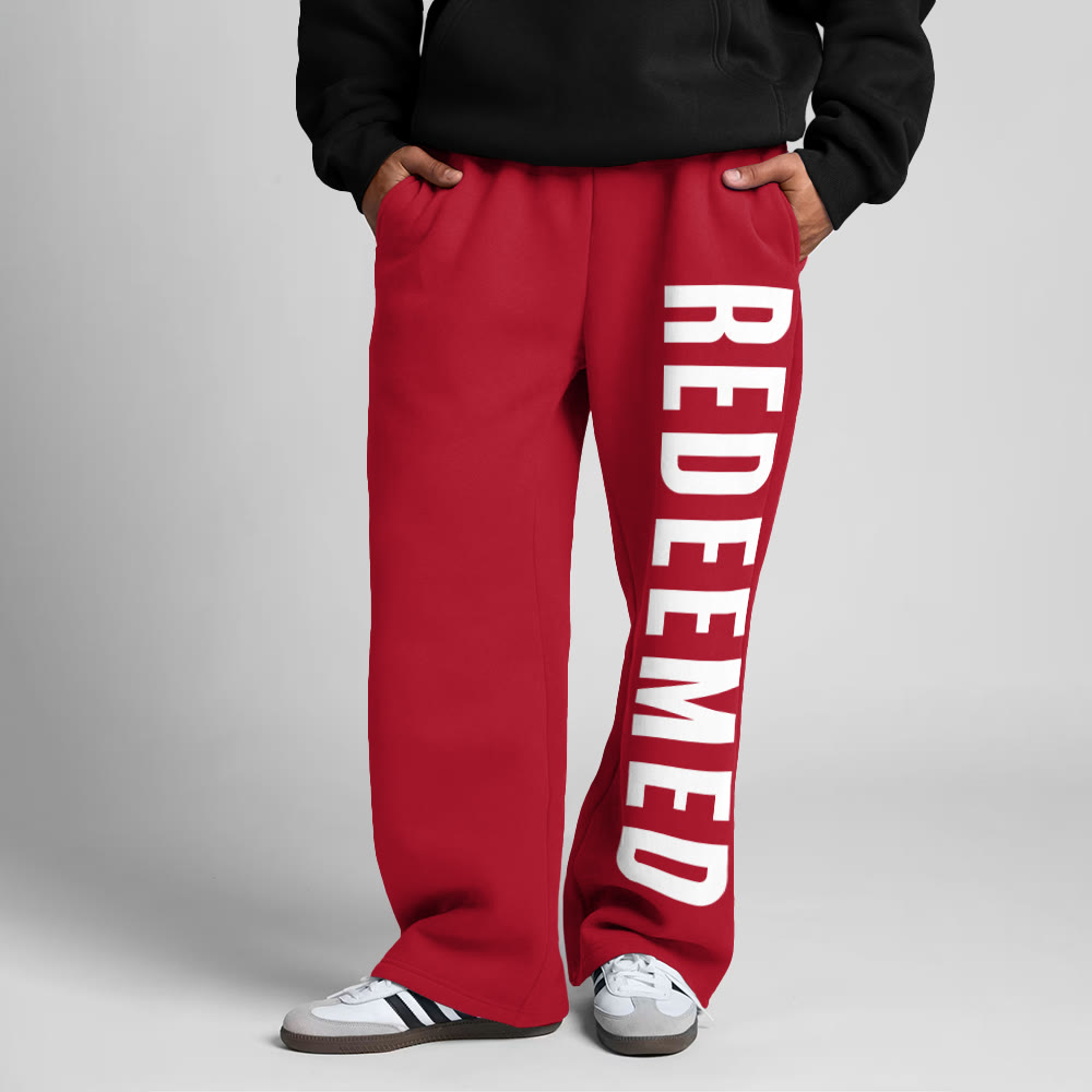 Redeemed Print Straight-leg Sweatpants - Red - 5XL - image 7