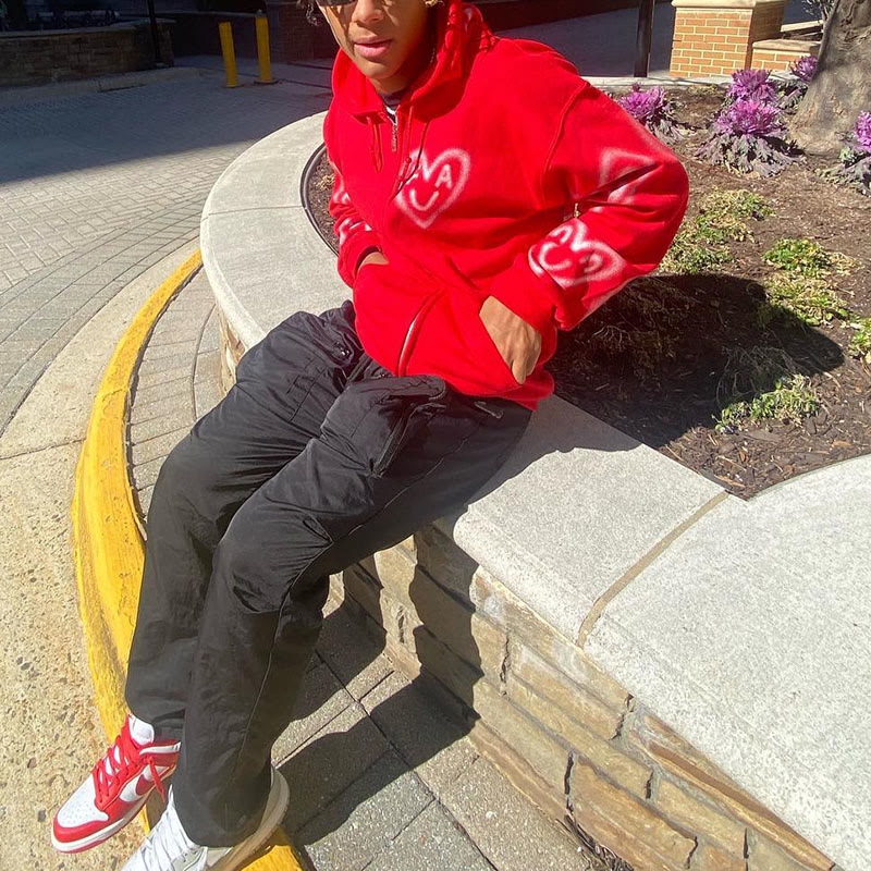 You Belong With Me Heart Print Zip Up Hoodie