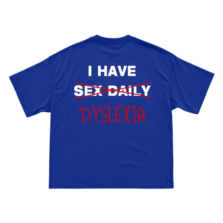Casual Dyslexia Joke Back Print T-Shirt - Blue - US16-18(2XL) - image 4