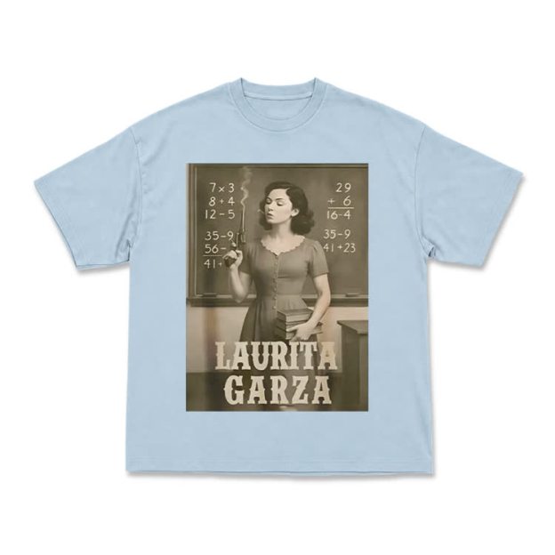 Vintage Laurita Garza Graphic Print T-shirt - Light Blue - US16-18(2XL) - image 7
