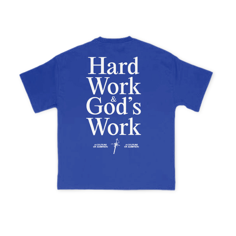 Hard Work & God’s Work Print T-shirt - Blue - US16-18(2XL) - image 9