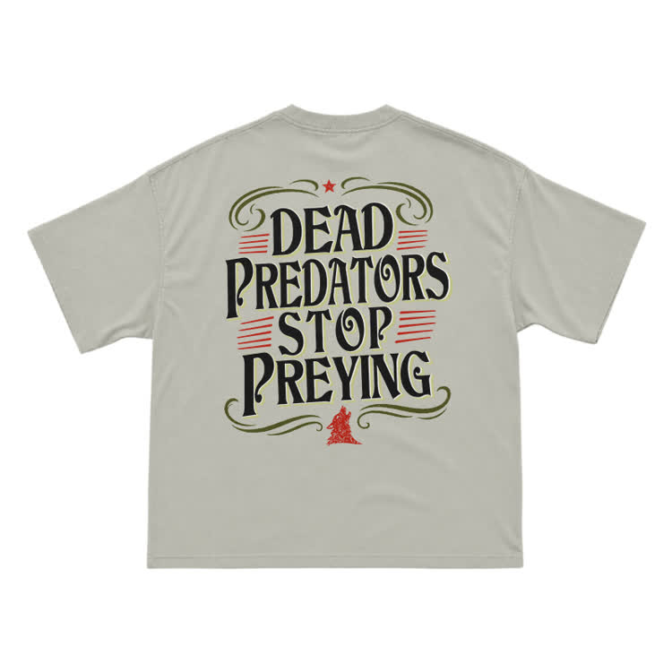 Vintage Dead Predators Stop Preying Back Graphic T-Shirt - Warm Grey - US16-18(2XL) - image 4