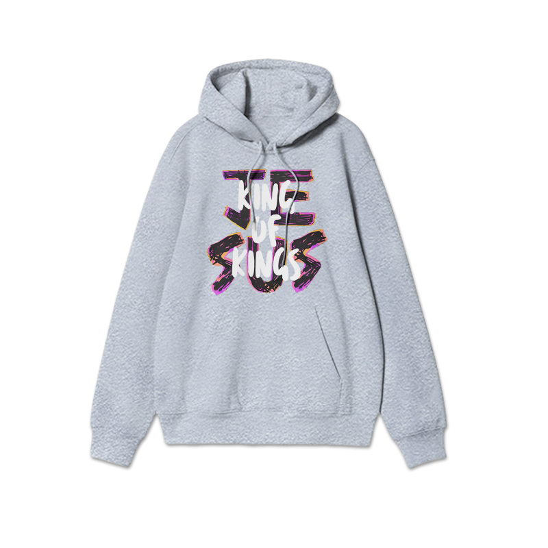 Unisex Jesus Is King Of Kings Print Hoodie - Grey - 2XL - image 3