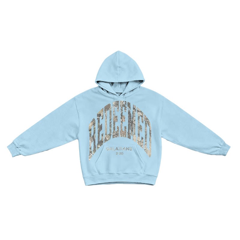 Dead Leaves Camouflage Redeemed Galatians 2:20 Print Causal Hoodie - Blue - US16-18(2XL) - image 7