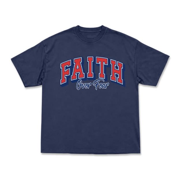 Vintage Faith Over Fear Classic T-Shirt - Navy Blue - US16-18(2XL) - image 7
