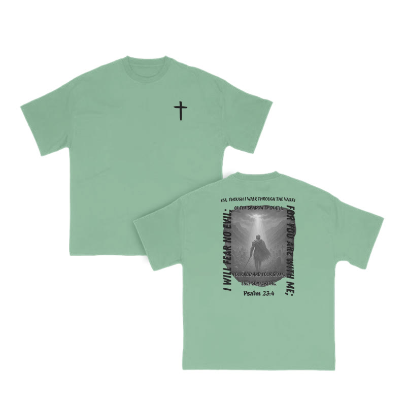 I Will Fear No Evil For You Are With Me Psalm 23:4 Print T-shirt - Light Green - US16-18(2XL) - image 9