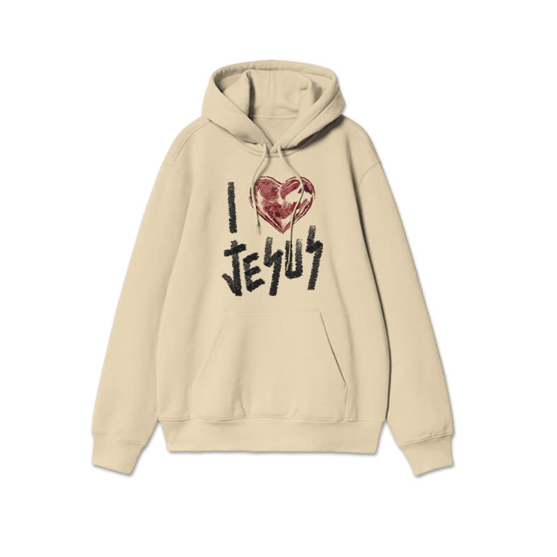 Unisex I Love Jesus Print Hoodie - Apricot - 2XL - image 4