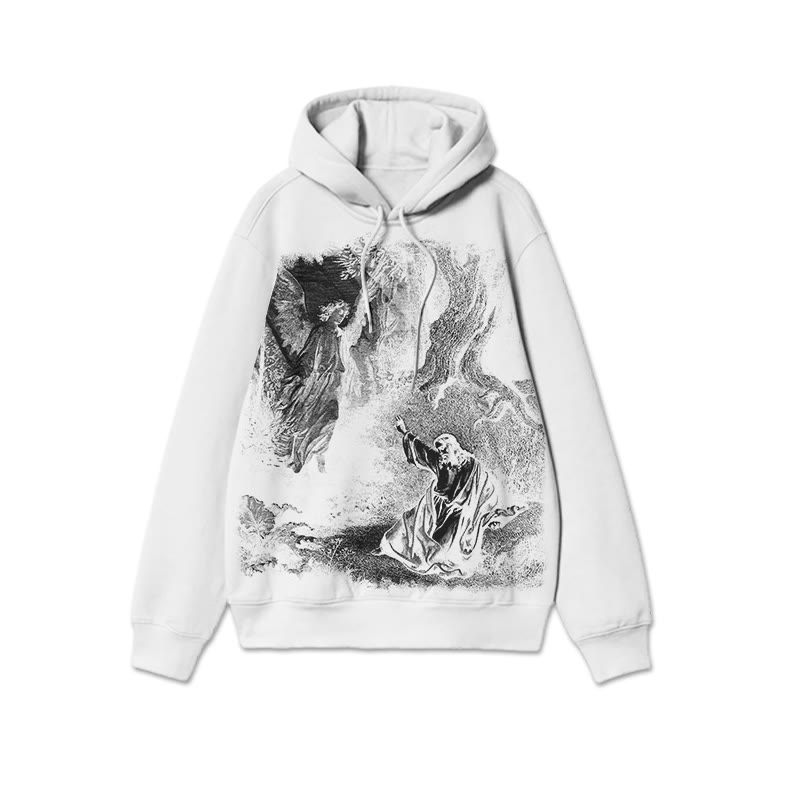 Unisex 100% Cotton Prayer In Gethsemane Print Hoodie - White - US16-18(2XL) - image 4