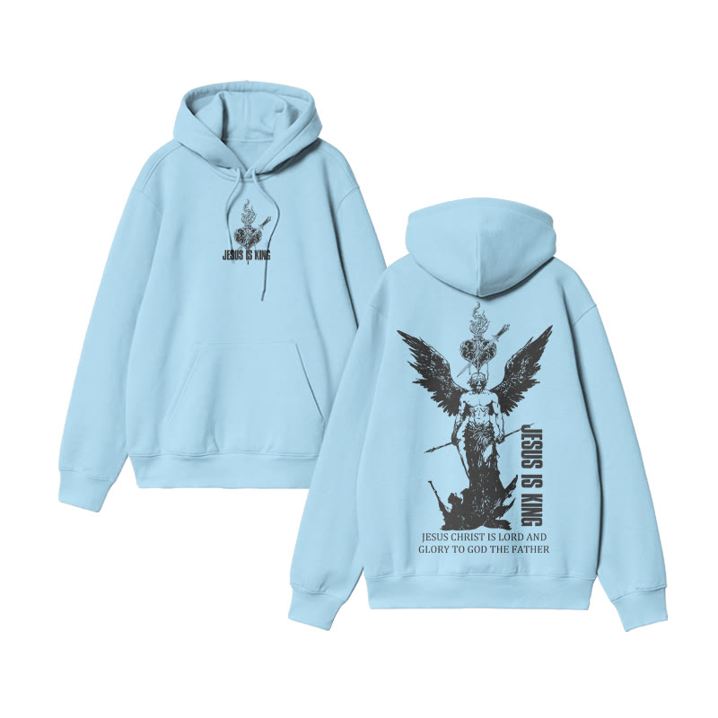 Unisex 100% Cotton Jesus Is King Design Print Hoodie - Blue - US16-18(2XL) - image 6
