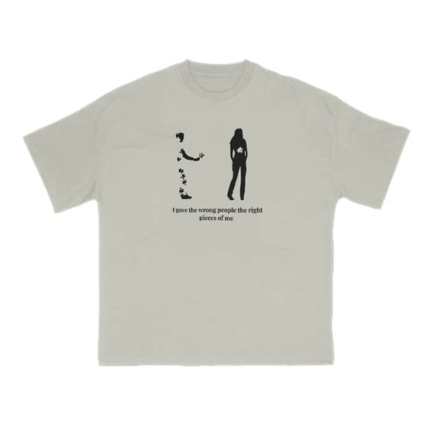 I Gave The Wrong People The Right Pieces Of Me Print T-shirt - Warm Grey - US16-18(2XL) - image 4