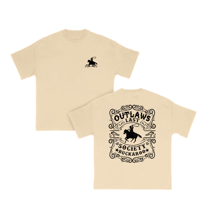 Unisex 100% Cotton Out Laws Western Style Print T-shirt