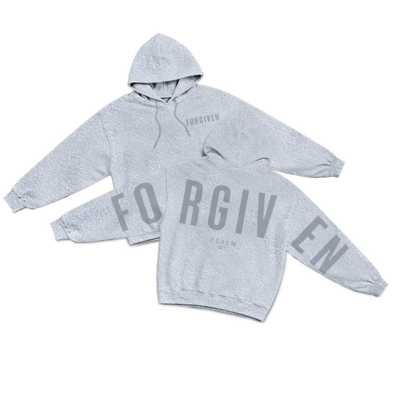 Unisex 100% Cotton Forgiven Psalm 32:1 Print Hoodie - Grey - US16-18(2XL) - image 17