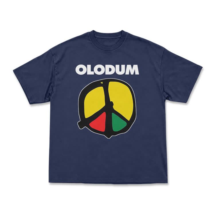 OLODUM Peace Graphic Relaxed Crew Neck T Shirt - Navy Blue - US16-18(2XL) - image 11