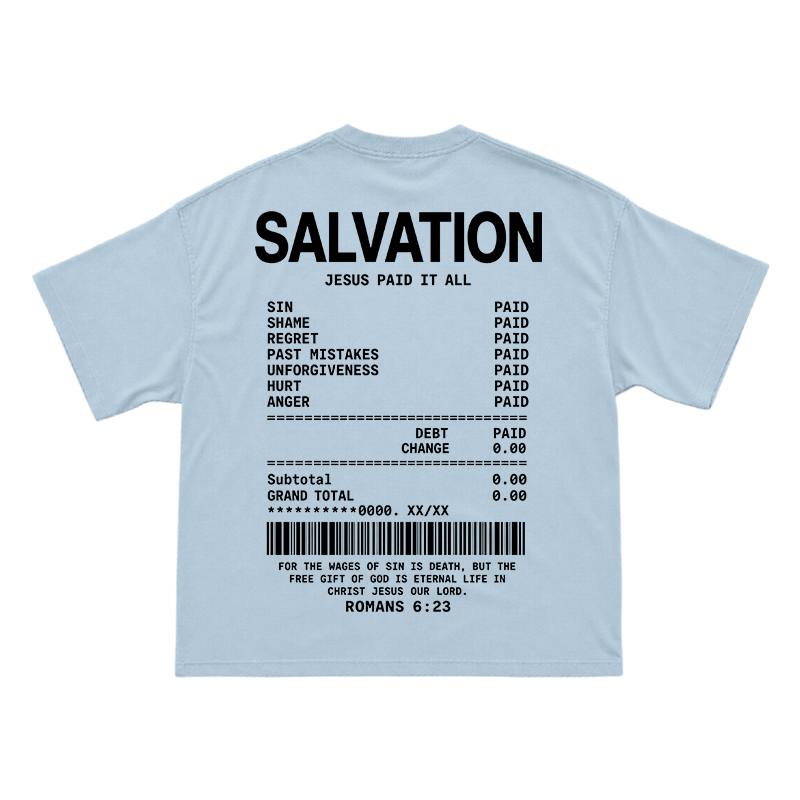 Faith Street Salvation Receipt Print T-Shirt - Light Blue - US16-18(2XL) - image 8