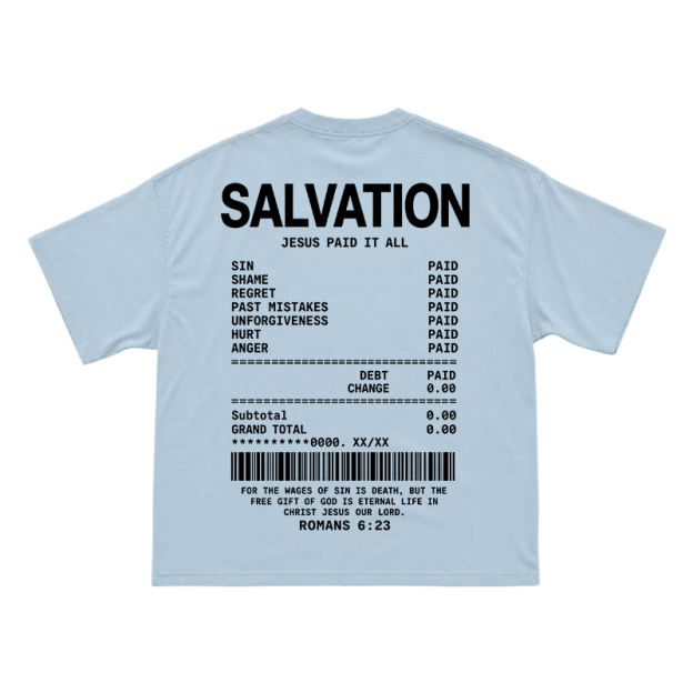 Faith Street Salvation Receipt Print T-Shirt - Light Blue - US16-18(2XL) - image 8