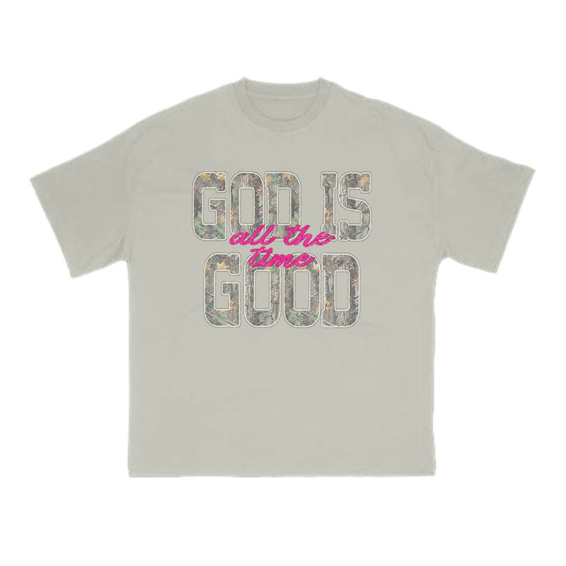 God Is Good All The Time Camouflage Print T-shirt - Warm Grey - US16-18(2XL) - image 4