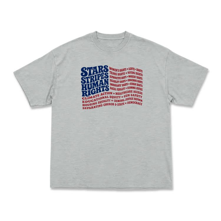 Statement Stars Stripes Human Rights Graphic T-Shirt - Grey - US16-18(2XL) - image 15