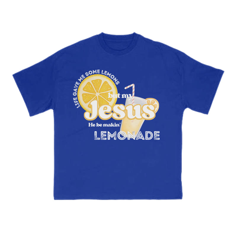 Unisex 100% Cotton My Jesus He Be Makin Lemonade Print T-shirt - Blue - US16-18(2XL) - image 8