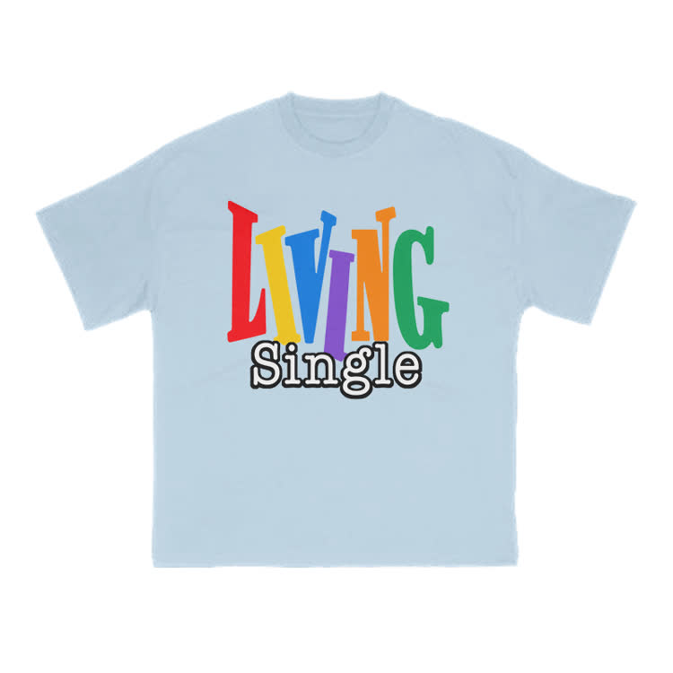 Living Single Rainbow Print T-shirt - Light Blue - US16-18(2XL) - image 12