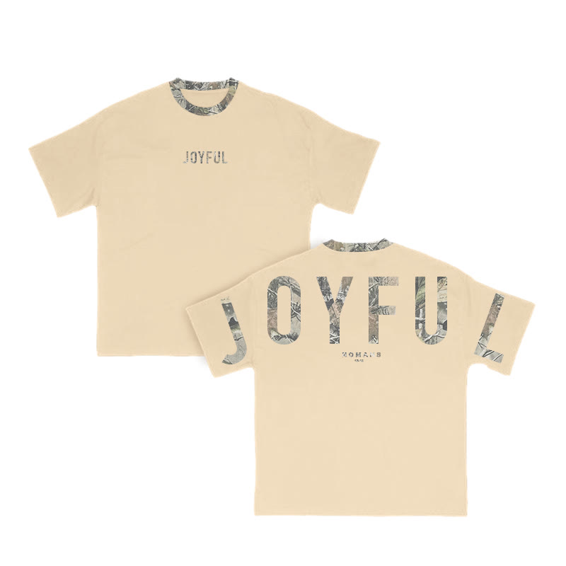 Joyful Romans 12:12 Dead Leaves Camouflage Print T-shirt - Apricot - 8XL - image 9