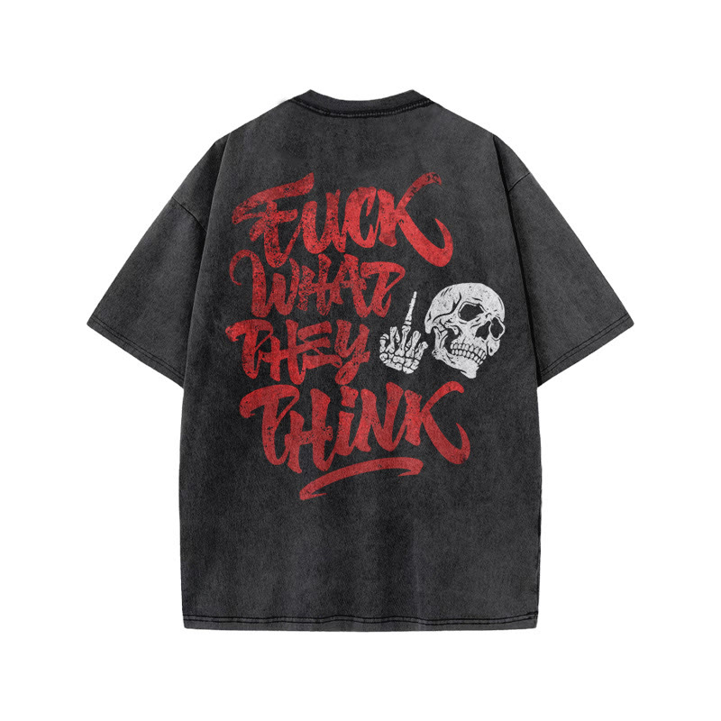 Gym 100% Cotton Fuck What They Think Print Acid Washed T-shirt - image 3