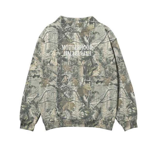 Vintage Camo MOTHERHOOD HALLELUJAH Print Mock Neck Sweatshirt - image 6