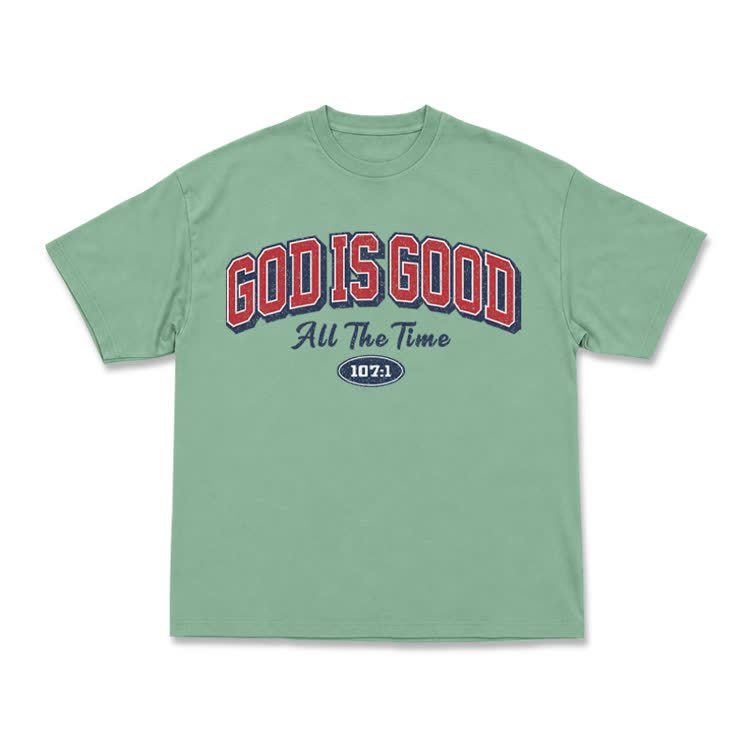 Classic Faith Letter God Is Good Graphic T-Shirt - Light Green - US16-18(2XL) - image 14