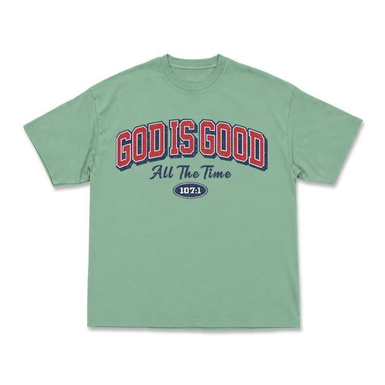 Classic Faith Letter God Is Good Graphic T-Shirt - Light Green - US16-18(2XL) - image 14
