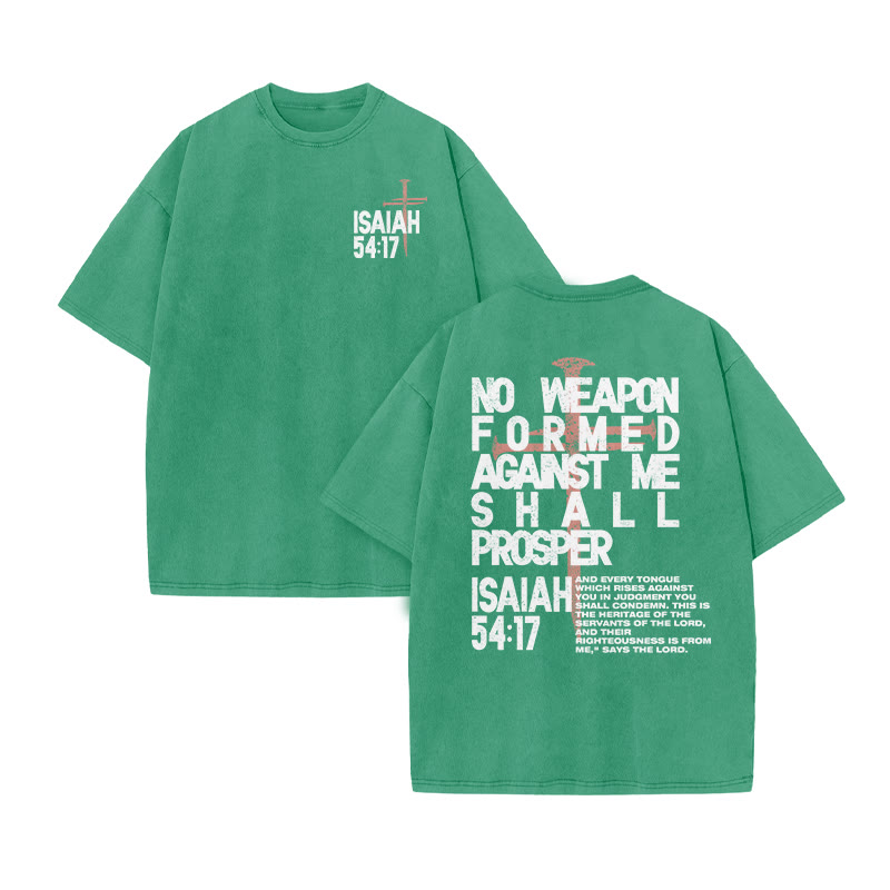 Isaiah 54:17 Print Acid Washed T-shirt - Green - US20-22(3XL) - image 7