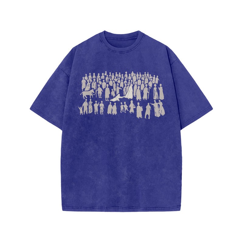  A Beautiful Story Of Faith Print Acid Washed T-shirt - Blue - US20-22(3XL) - image 8