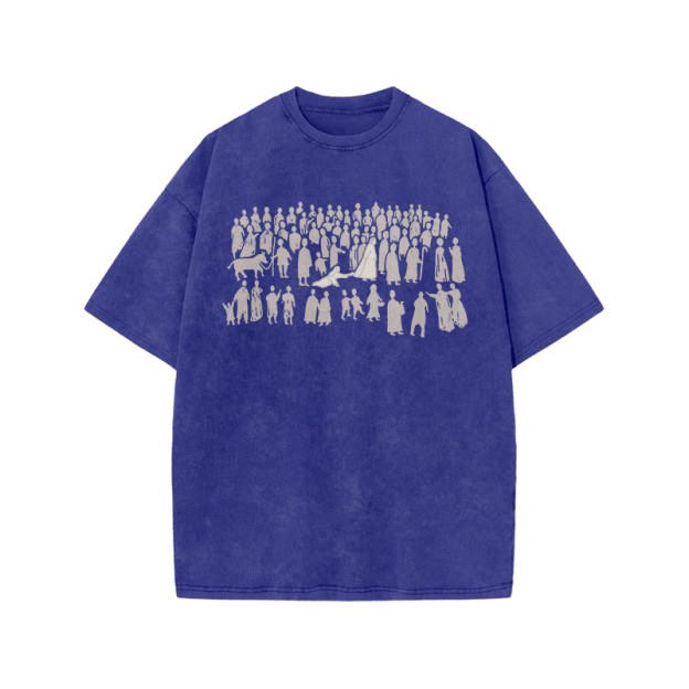  A Beautiful Story Of Faith Print Acid Washed T-shirt - Blue - US20-22(3XL) - image 8