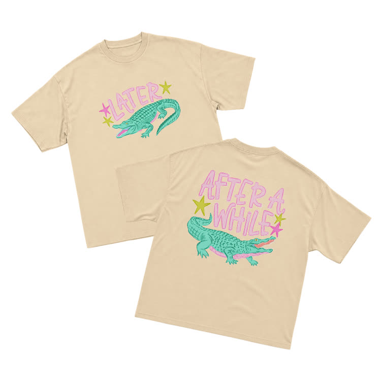 Casual Statement After A While Art Graphic T-Shirt - Apricot - US16-18(2XL) - image 5
