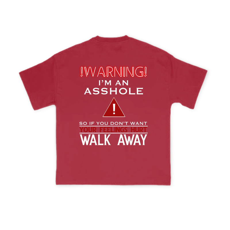 Warning I'm An Asshole Print T-shirt - Red - US16-18(2XL) - image 8