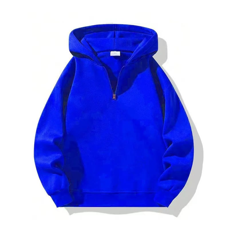 Solid Color Half-zip Hoodie - Blue - US20-22(3XL) - image 11